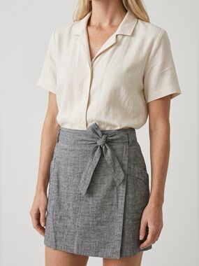 Gap Chambray Mini Tie-Front Wrap Skirt-Denim Blue